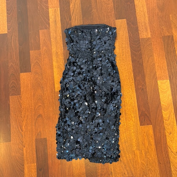 Amanda Uprichard Strapless Sequin Dress in Navy Blue - Picture 11 of 13